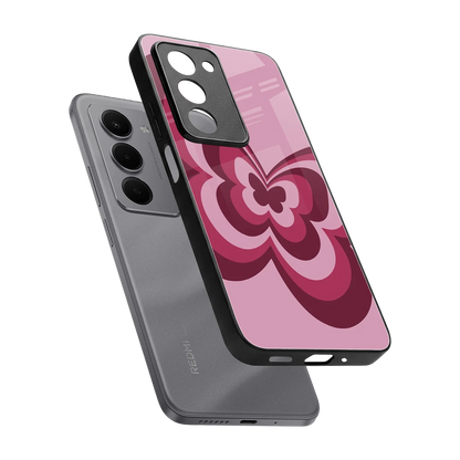 Y2K Magenta Butterfly sleek redmi 15 5g cover with tempered glass back and TPU edges