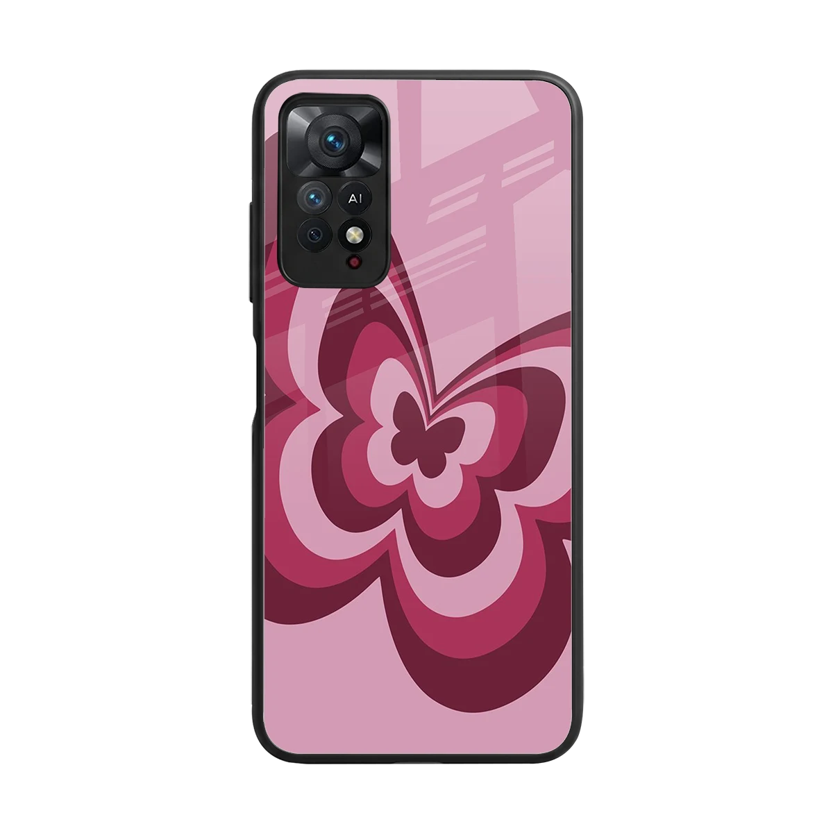 Y2K Magenta Butterfly back phone cover | glass case for redmi note 11 pro