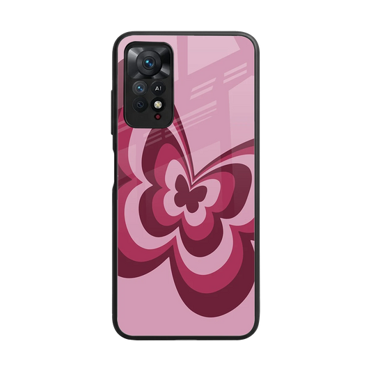 Y2K Magenta Butterfly back phone cover | glass case for redmi note 11 pro
