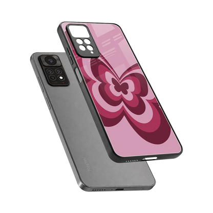 Y2K Magenta Butterfly sleek redmi note 11 pro cover with tempered glass back and TPU edges