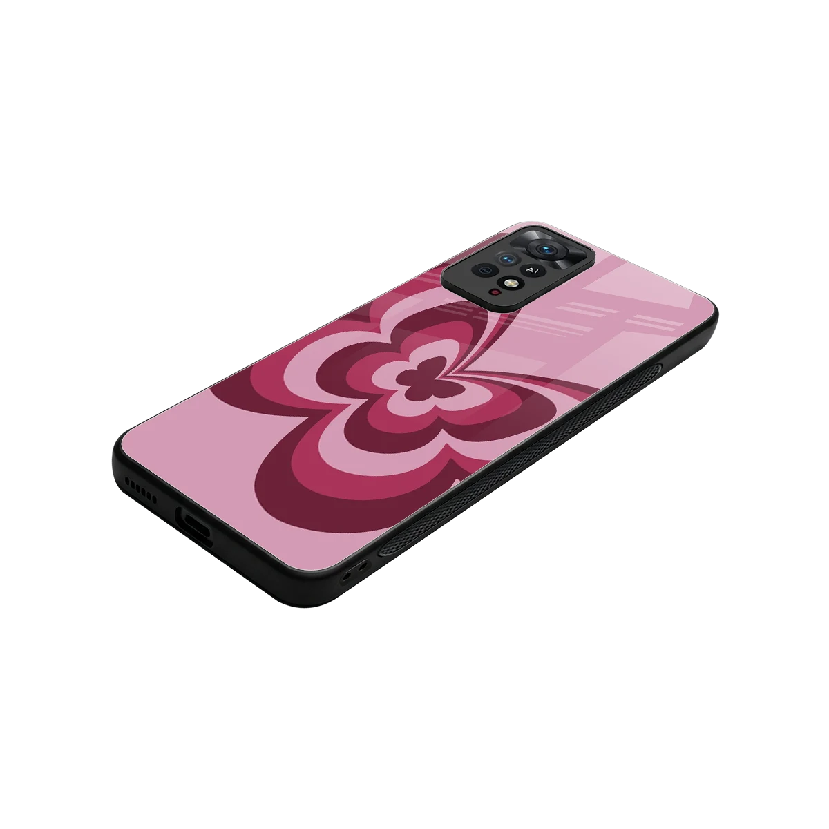 Y2K Magenta Butterfly stylish phone case for redmi note 11 pro | glossy glass and slim fit