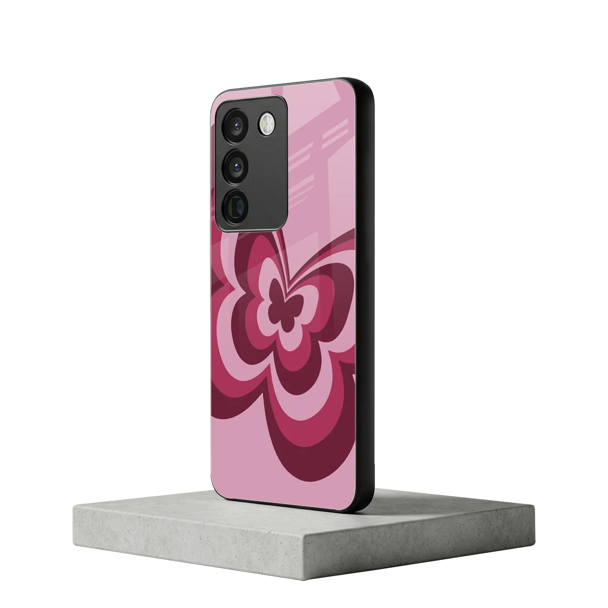 Y2K Magenta Butterfly vivo y200 5g mobile cover | shockproof glass phone case