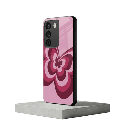 Y2K Magenta Butterfly vivo y200 5g mobile cover | shockproof glass phone case