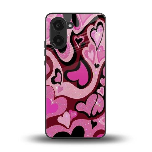 Y2K Magenta Meltdown Hearts back phone cover | glass case for oneplus nord ce5 5g