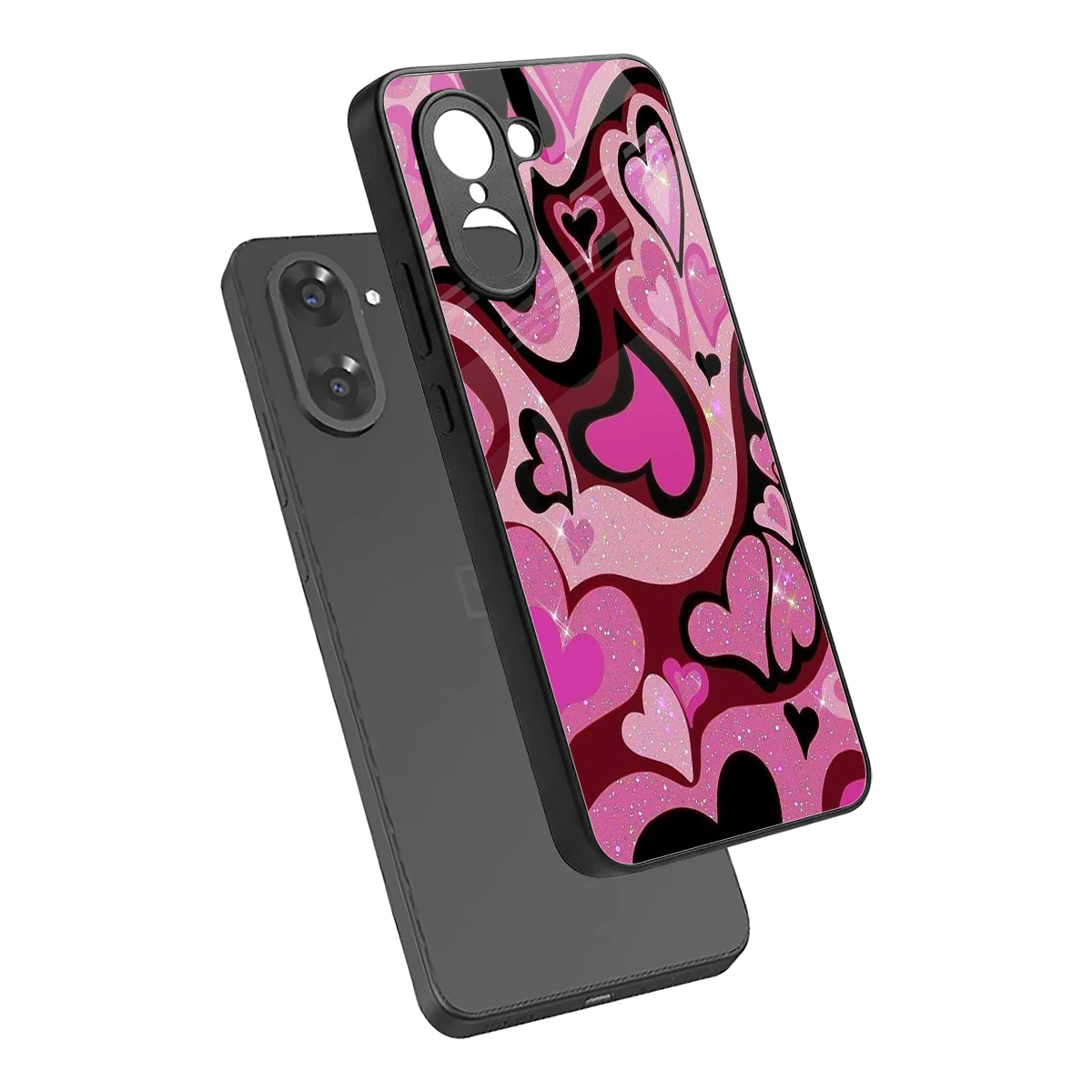 Y2K Magenta Meltdown Hearts sleek oneplus nord ce5 5g cover with tempered glass back and TPU edges