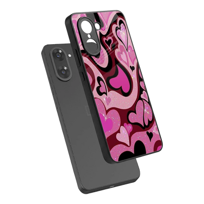 Y2K Magenta Meltdown Hearts sleek oneplus nord ce5 5g cover with tempered glass back and TPU edges