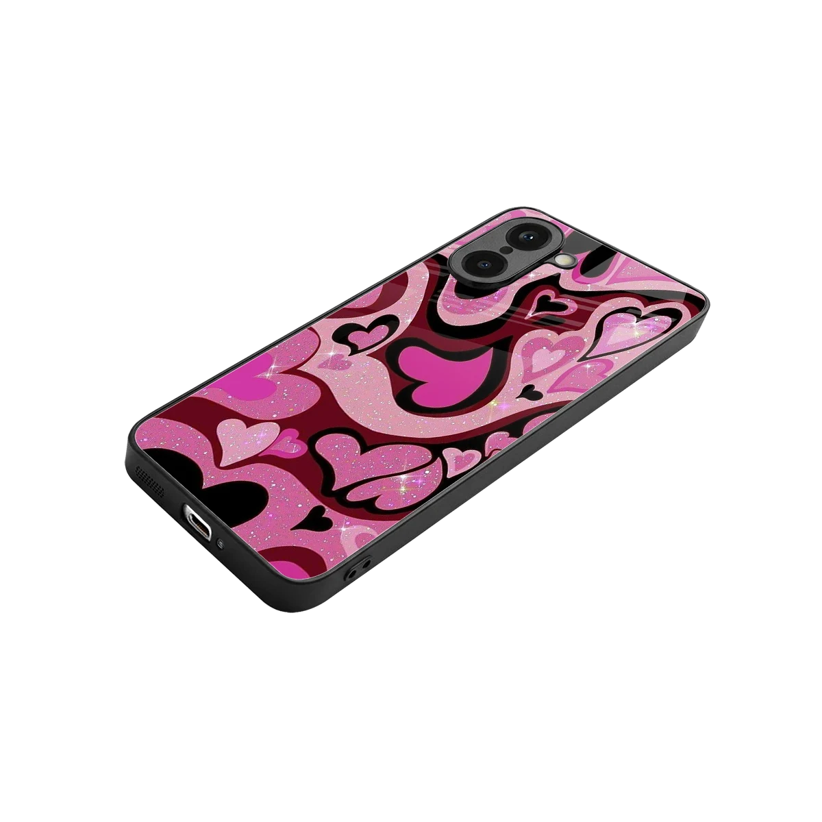 Y2K Magenta Meltdown Hearts stylish phone case for oneplus nord ce5 5g | glossy glass and slim fit