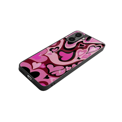 Y2K Magenta Meltdown Hearts stylish phone case for oneplus nord ce5 5g | glossy glass and slim fit