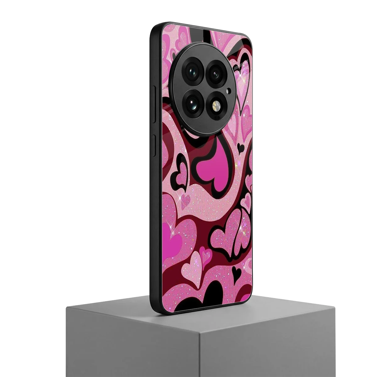 Y2K Magenta Meltdown Hearts oneplus 13 mobile cover | shockproof glass phone case