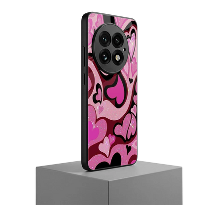 Y2K Magenta Meltdown Hearts oneplus 13 mobile cover | shockproof glass phone case