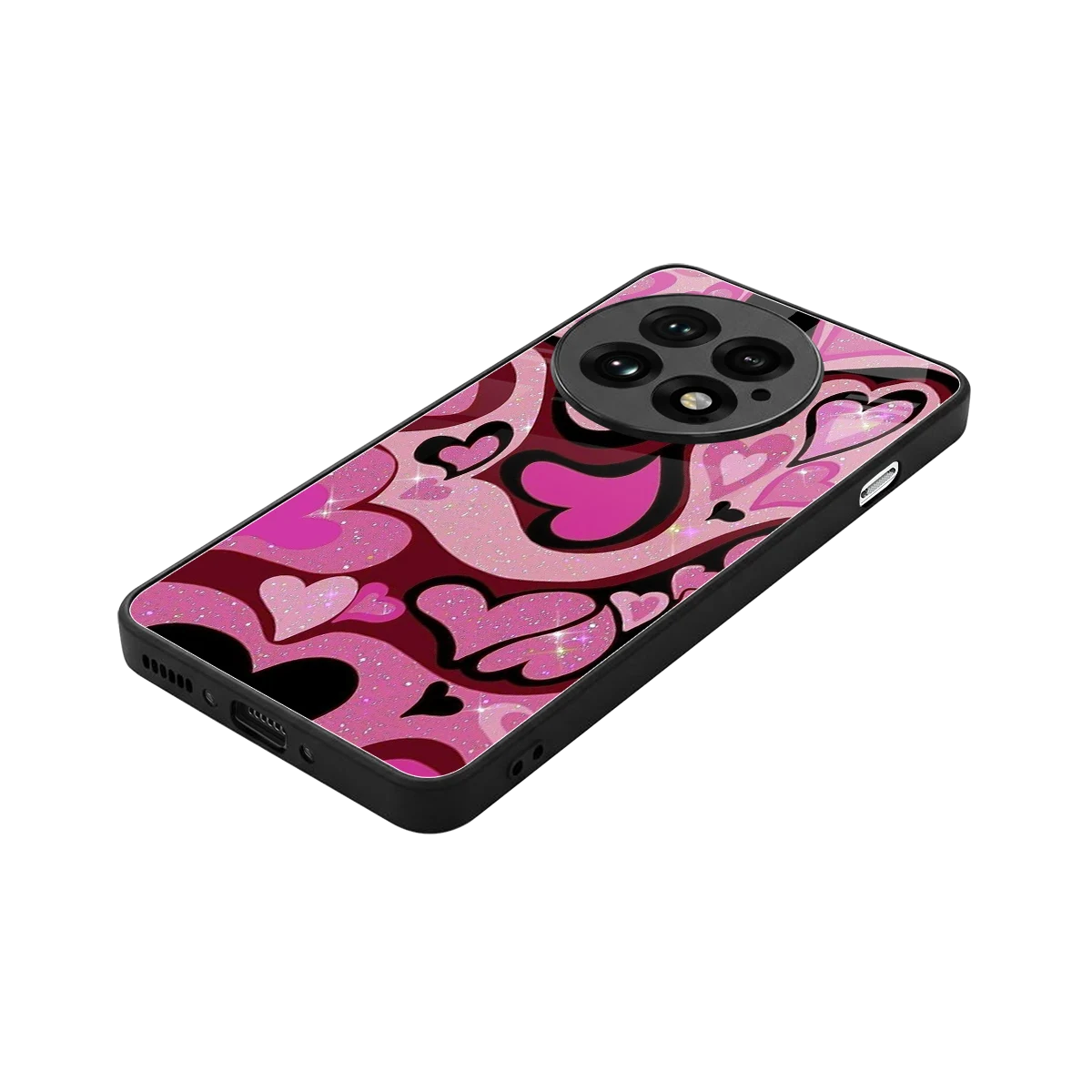 Y2K Magenta Meltdown Hearts stylish phone case for oneplus 13 | glossy glass and slim fit