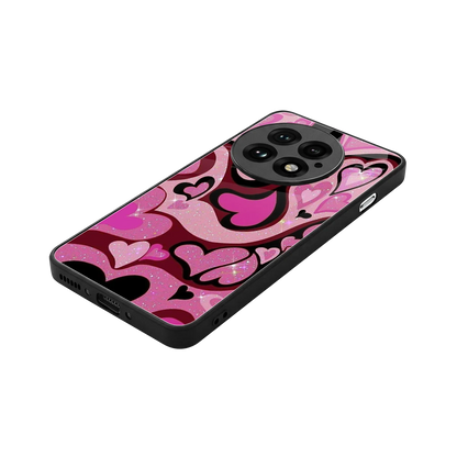 Y2K Magenta Meltdown Hearts stylish phone case for oneplus 13 | glossy glass and slim fit