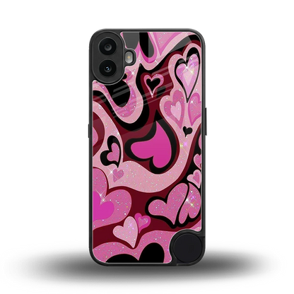 Y2K Magenta Meltdown Hearts back phone cover | glass case for cmf nothing phone 1