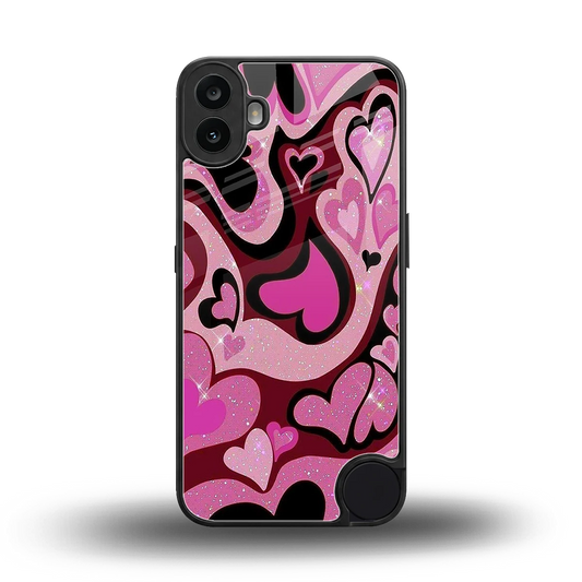Y2K Magenta Meltdown Hearts back phone cover | glass case for cmf nothing phone 1