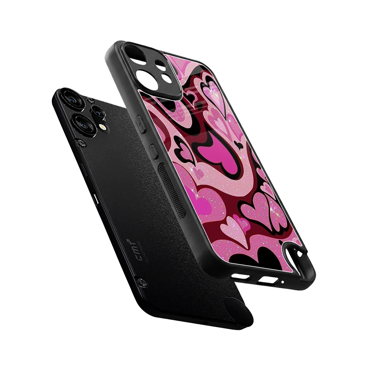 Y2K Magenta Meltdown Hearts sleek cmf nothing phone 2 pro cover with tempered glass back and TPU edges