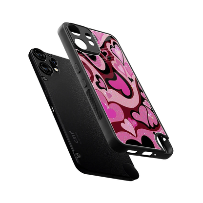 Y2K Magenta Meltdown Hearts sleek cmf nothing phone 2 pro cover with tempered glass back and TPU edges
