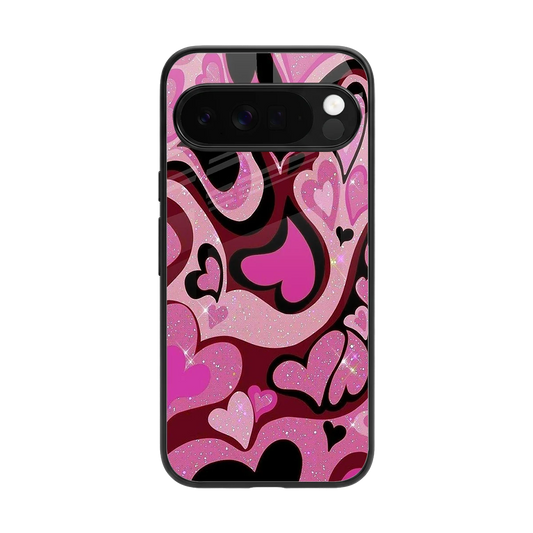 Y2K Magenta Meltdown Hearts back phone cover | glass case for google pixel 10 pro xl