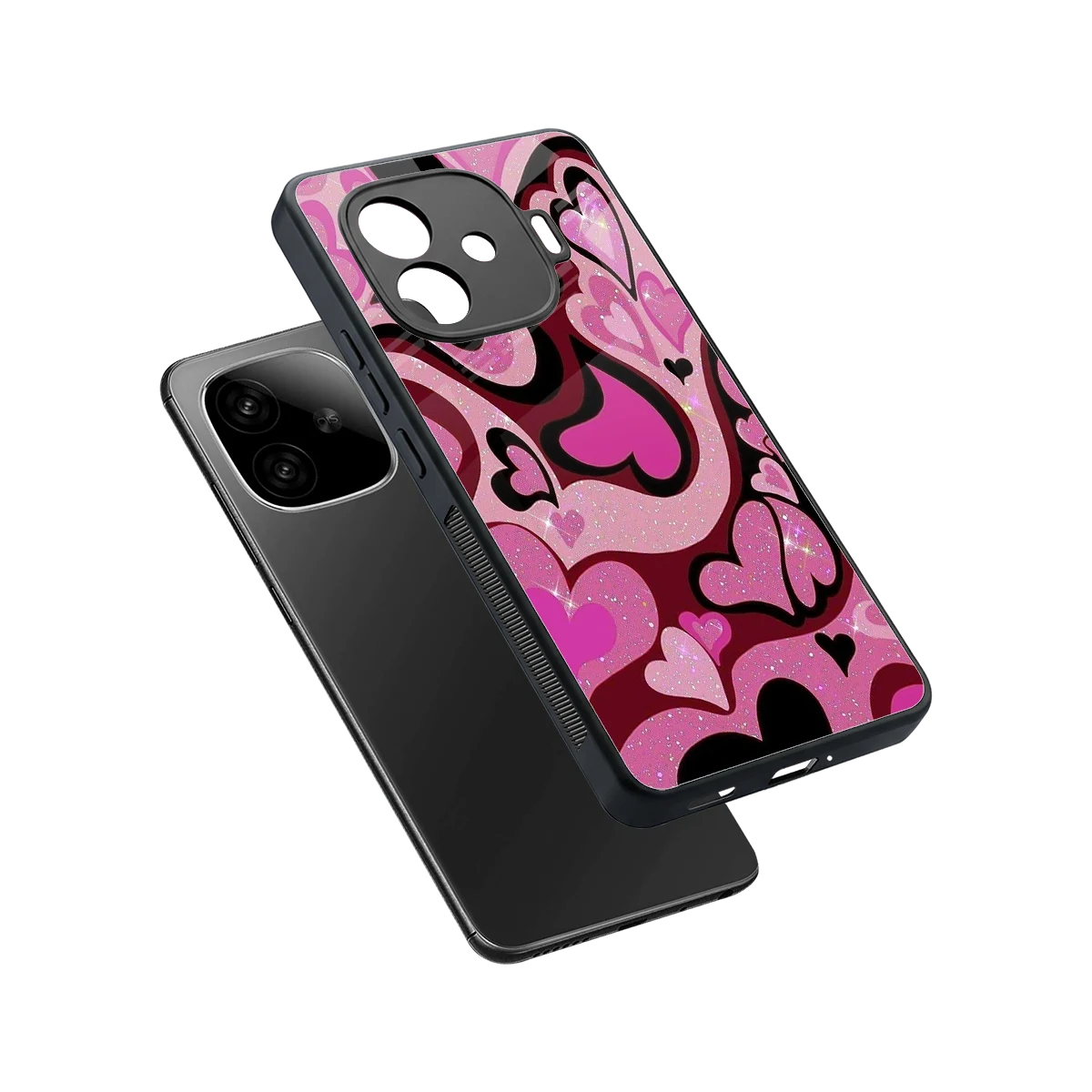 Y2K Magenta Meltdown Hearts sleek iqoo neo 10r 5g cover with tempered glass back and TPU edges