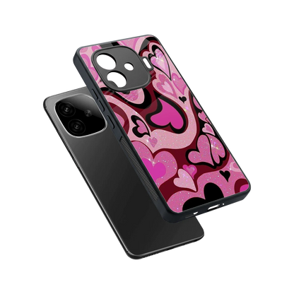 Y2K Magenta Meltdown Hearts sleek iqoo neo 10r 5g cover with tempered glass back and TPU edges