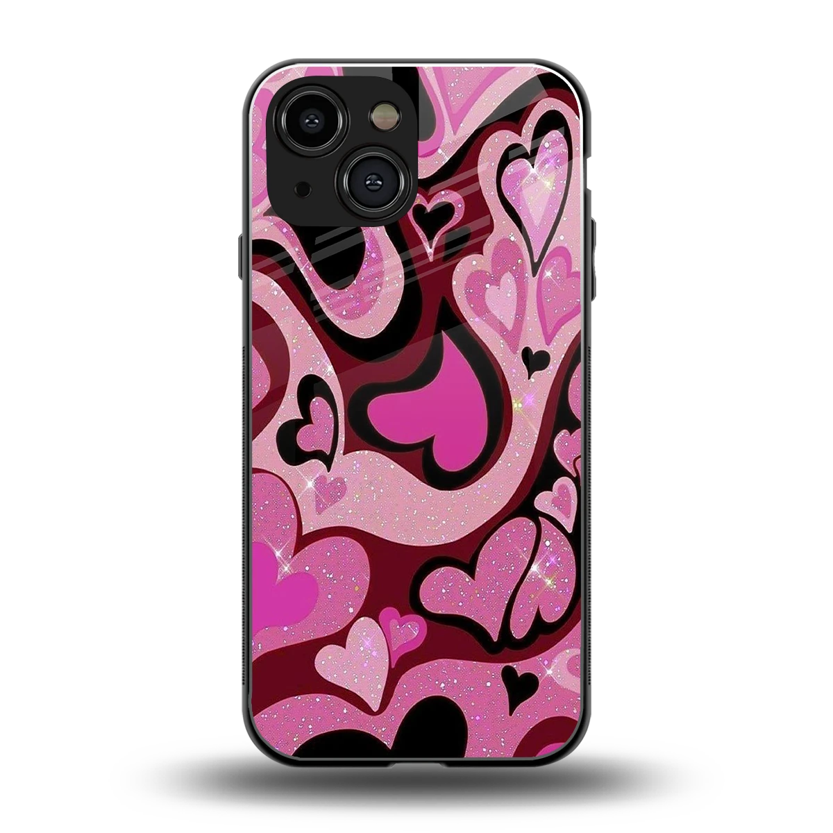 Y2K Magenta Meltdown Hearts back phone cover | glass case for iphone 13 mini