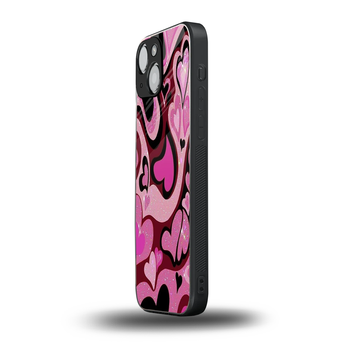 Y2K Magenta Meltdown Hearts iphone 13 mini mobile cover | shockproof glass phone case
