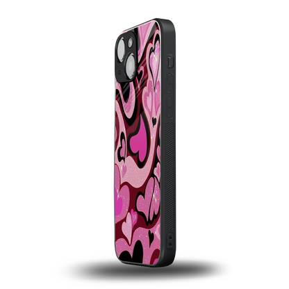 Y2K Magenta Meltdown Hearts iphone 13 mini mobile cover | shockproof glass phone case