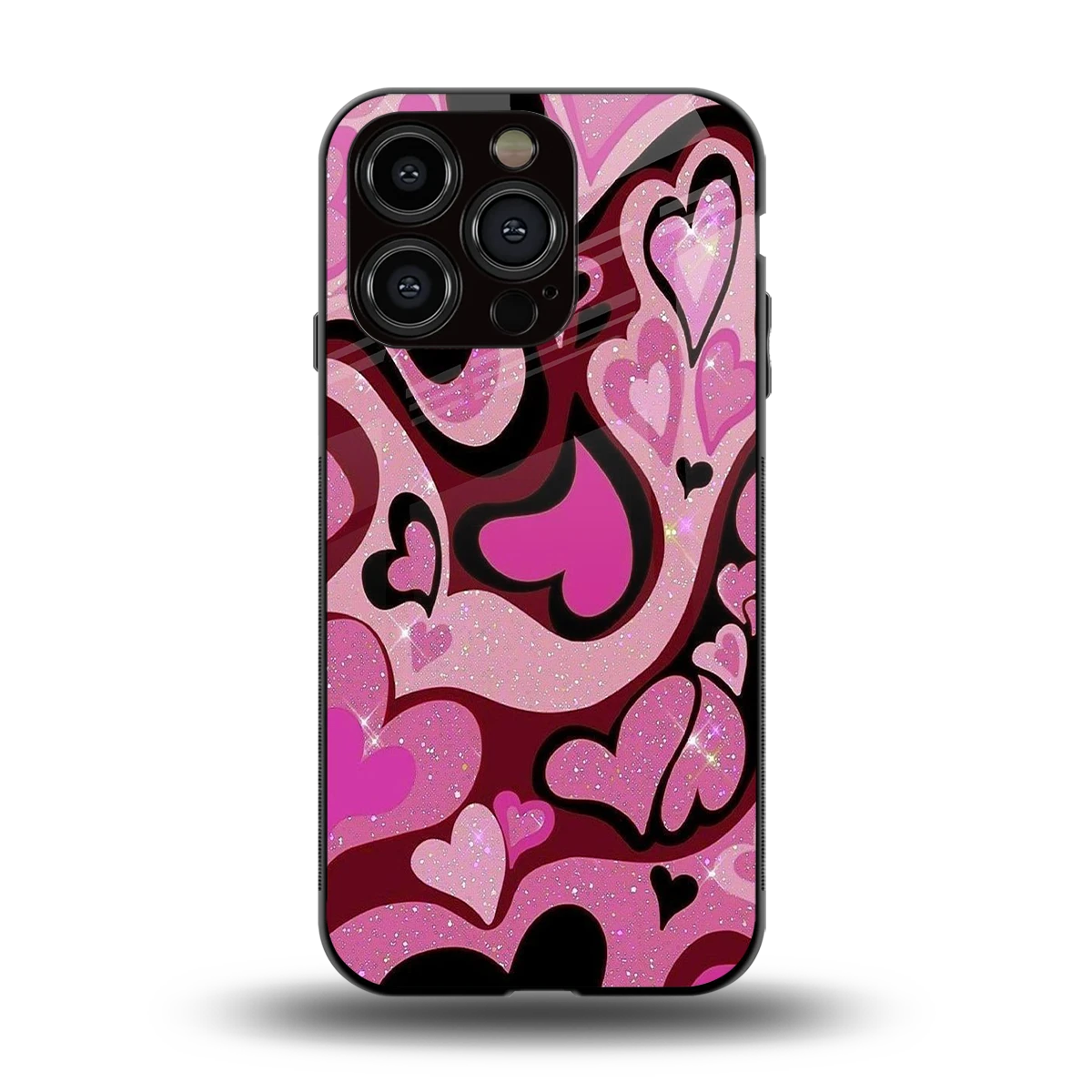 Y2K Magenta Meltdown Hearts back phone cover | glass case for iphone 13 pro