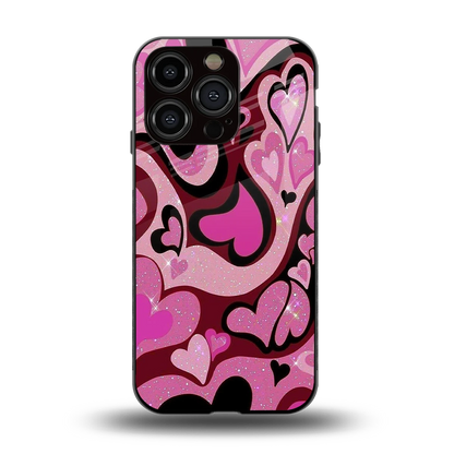 Y2K Magenta Meltdown Hearts back phone cover | glass case for iphone 13 pro