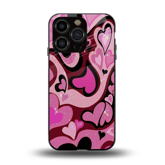 Y2K Magenta Meltdown Hearts back phone cover | glass case for iphone 13 pro