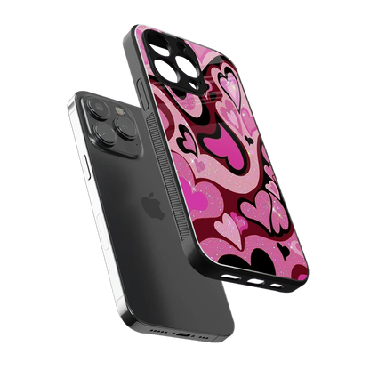 Y2K Magenta Meltdown Hearts sleek iphone 13 pro cover with tempered glass back and TPU edges