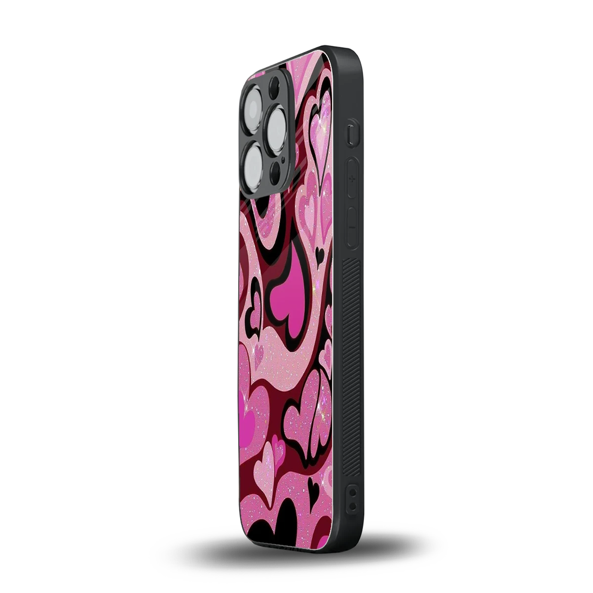 Y2K Magenta Meltdown Hearts iphone 13 pro mobile cover | shockproof glass phone case