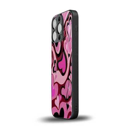 Y2K Magenta Meltdown Hearts iphone 13 pro mobile cover | shockproof glass phone case