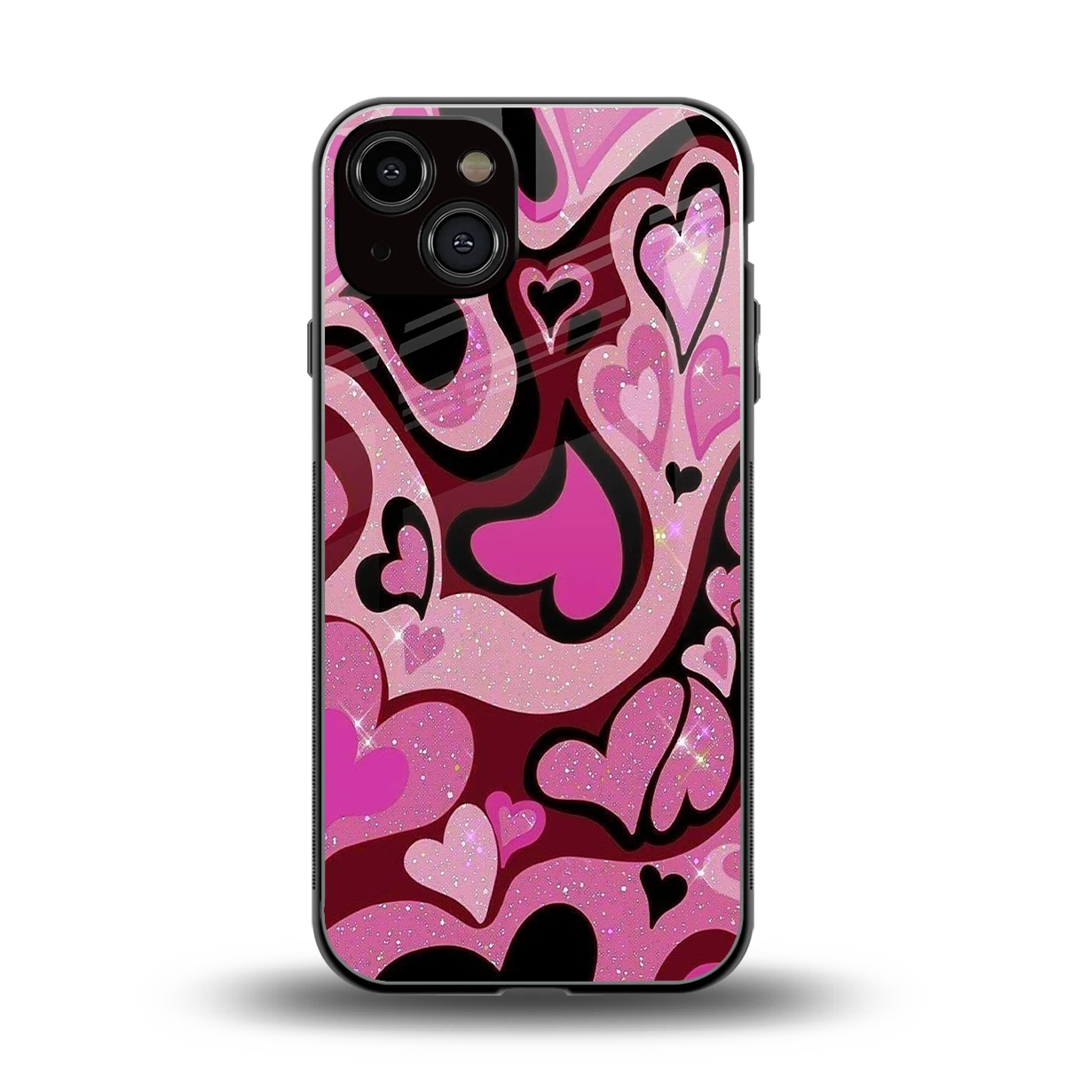 Y2K Magenta Meltdown Hearts back phone cover | glass case for iphone 13