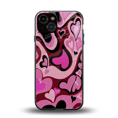 Y2K Magenta Meltdown Hearts back phone cover | glass case for iphone 13