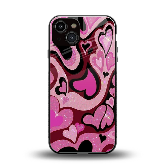 Y2K Magenta Meltdown Hearts back phone cover | glass case for iphone 13