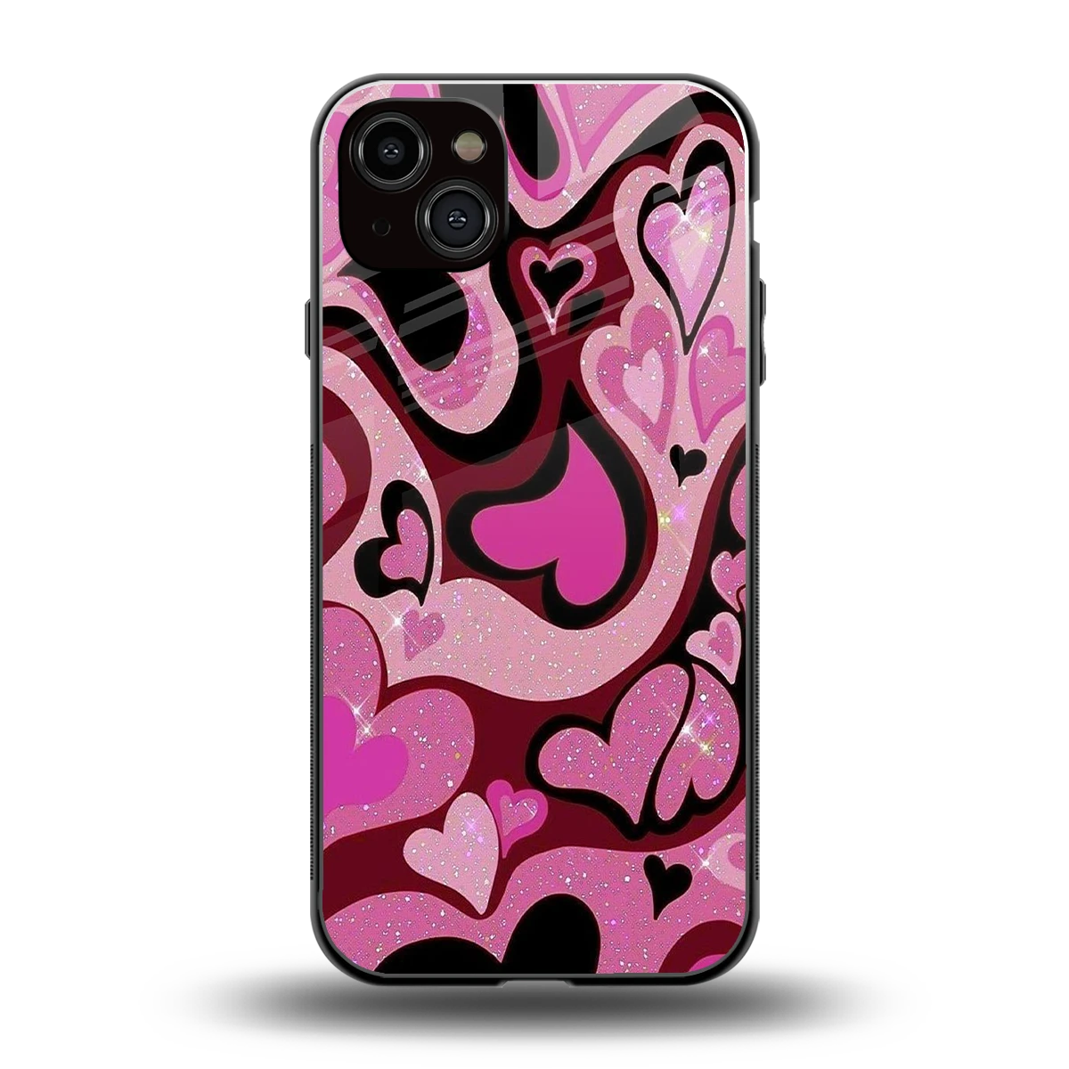 Y2K Magenta Meltdown Hearts back phone cover | glass case for iphone 14 plus