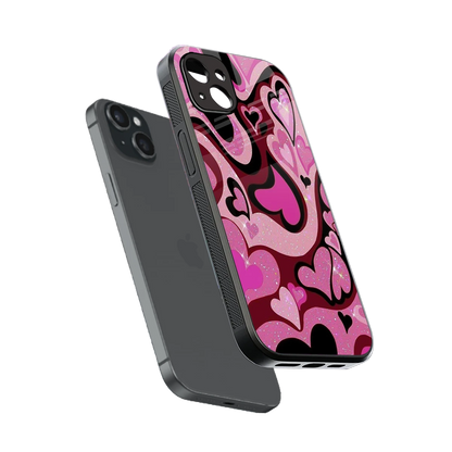 Y2K Magenta Meltdown Hearts sleek iphone 14 plus cover with tempered glass back and TPU edges