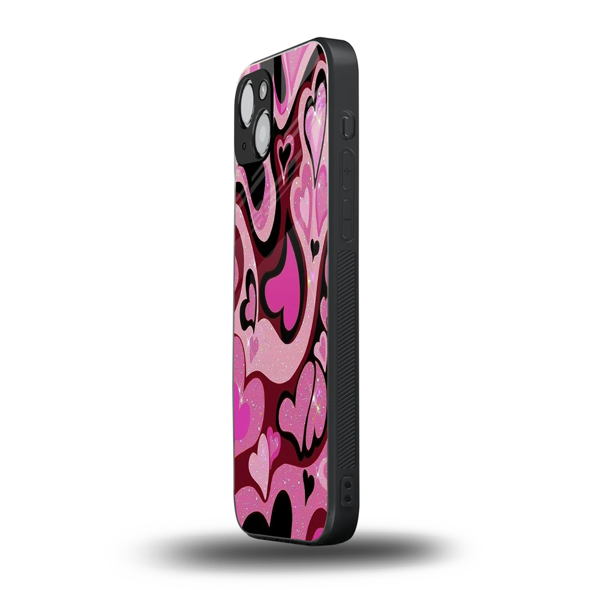 Y2K Magenta Meltdown Hearts iphone 14 plus mobile cover | shockproof glass phone case