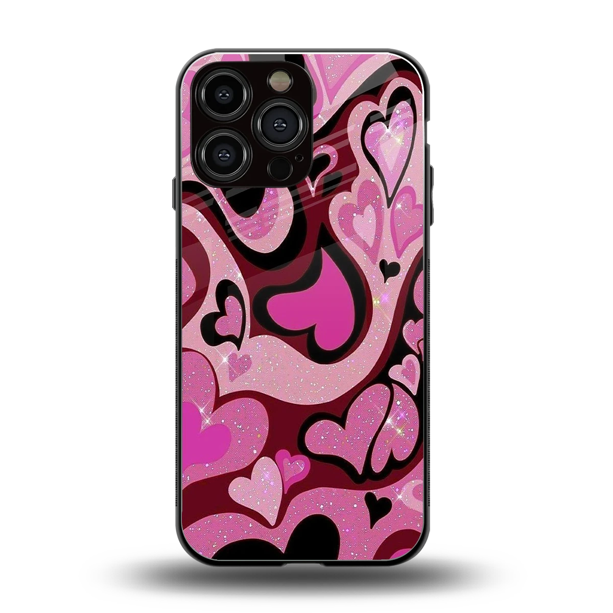 Y2K Magenta Meltdown Hearts back phone cover | glass case for iphone 15 pro max