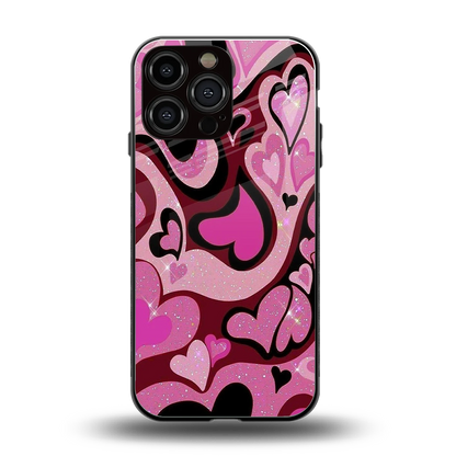 Y2K Magenta Meltdown Hearts back phone cover | glass case for iphone 15 pro max