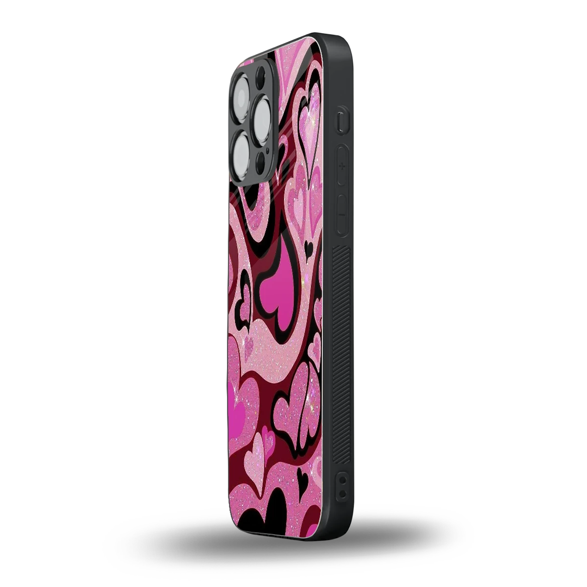 Y2K Magenta Meltdown Hearts iphone 15 pro max mobile cover | shockproof glass phone case