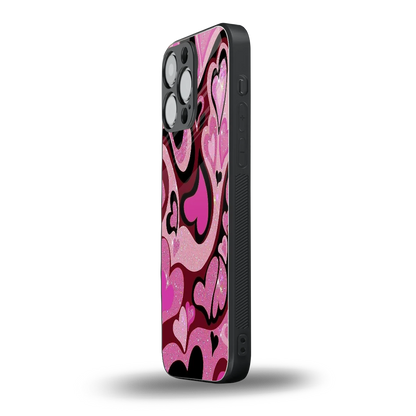 Y2K Magenta Meltdown Hearts iphone 15 pro max mobile cover | shockproof glass phone case