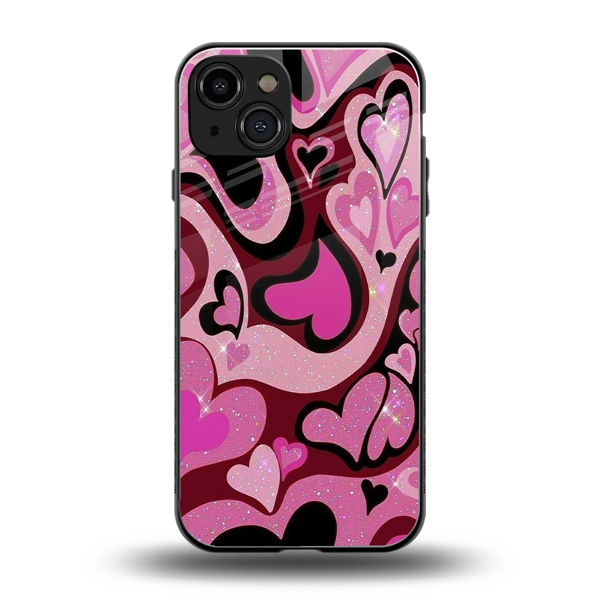 Y2K Magenta Meltdown Hearts back phone cover | glass case for iphone 15