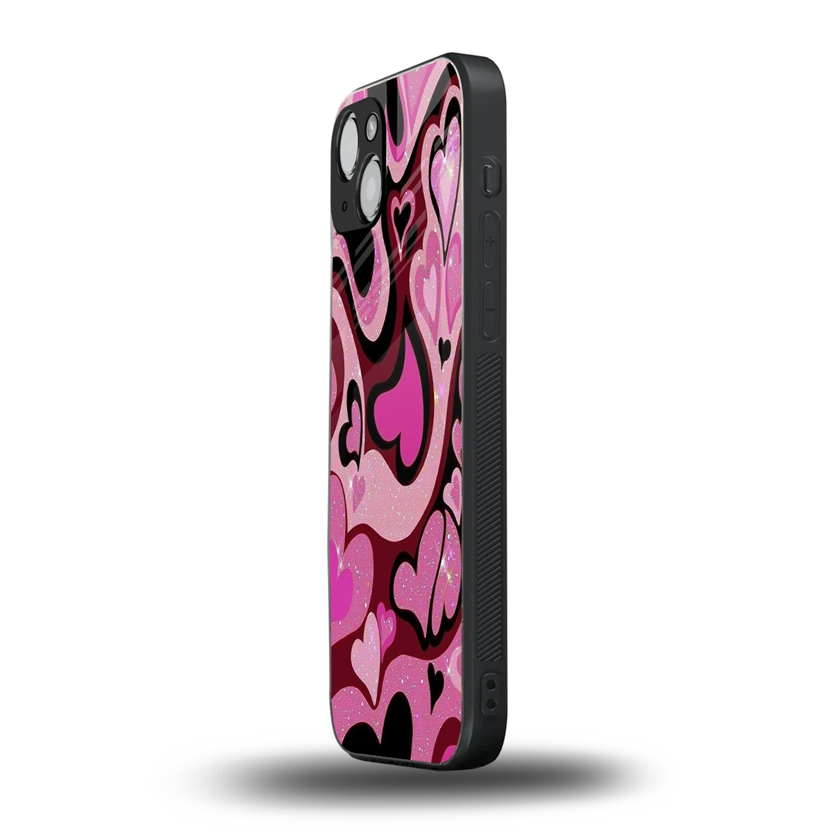Y2K Magenta Meltdown Hearts iphone 15 mobile cover | shockproof glass phone case