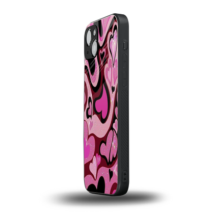 Y2K Magenta Meltdown Hearts iphone 15 mobile cover | shockproof glass phone case