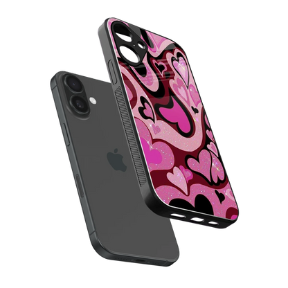 Y2K Magenta Meltdown Hearts sleek iphone 16 plus cover with tempered glass back and TPU edges