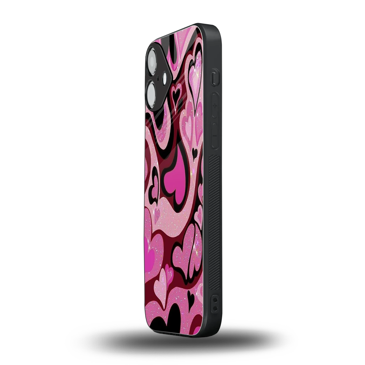 Y2K Magenta Meltdown Hearts iphone 16 plus mobile cover | shockproof glass phone case