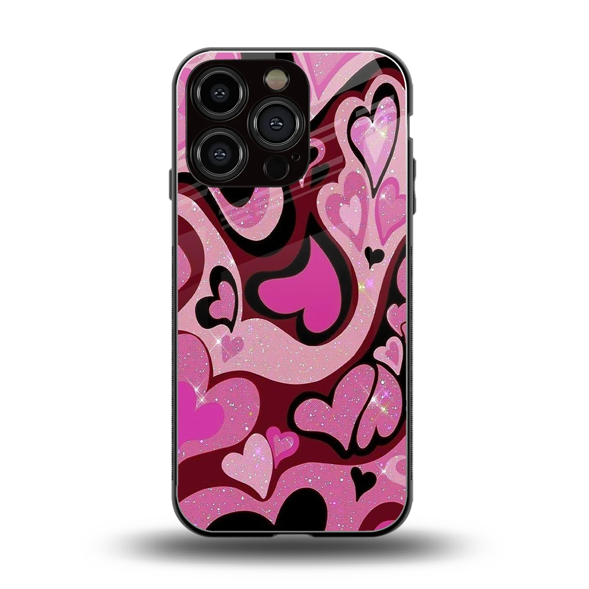 Y2K Magenta Meltdown Hearts back phone cover | glass case for iphone 16 pro