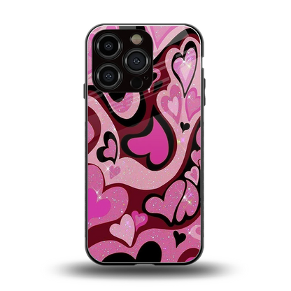Y2K Magenta Meltdown Hearts back phone cover | glass case for iphone 16 pro