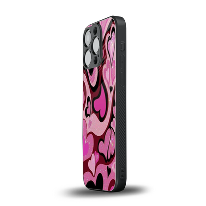 Y2K Magenta Meltdown Hearts iphone 16 pro mobile cover | shockproof glass phone case